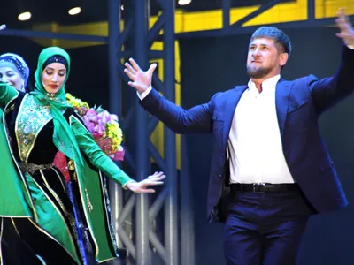 Chechen leader Ramzan Kadyrov performs a dance at his 35th birthday celebration in 2011.