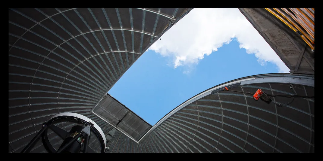 view of the sky through the observatory's roof