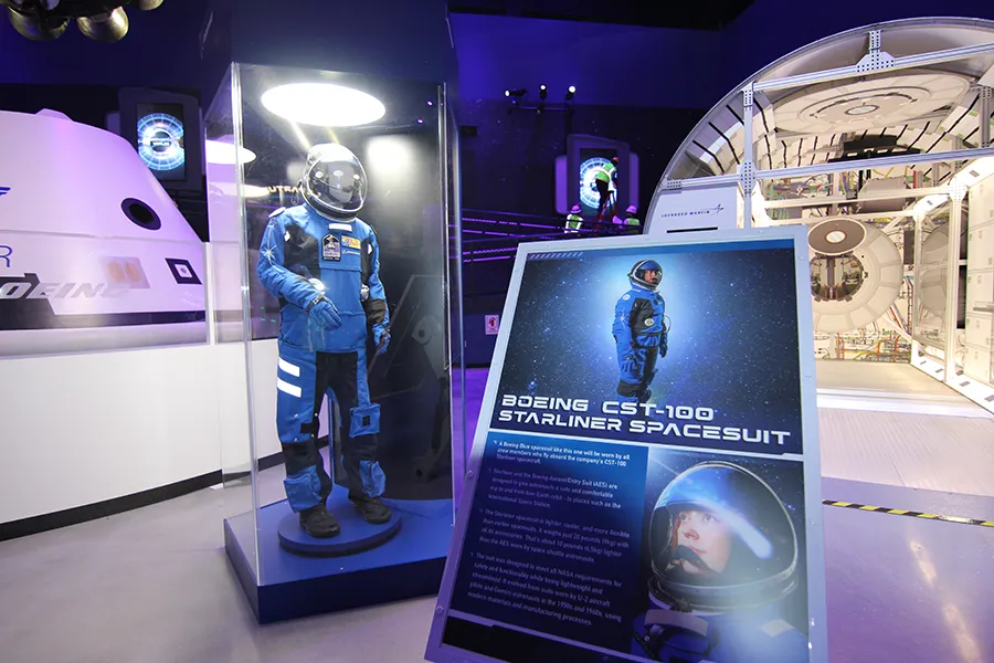 An image of Boeing's new spacesuit on display at the Kennedy Space Center