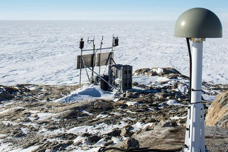 This high-precision GPS station is in the Ford Range of Marie Byrd Land, Antarctica. It is part of the Polar Earth Observing Network (POLENET), which collects GPS and seismic measurements to understand ice sheet behavior. It’s one example of the varied data that scientists are gleaning from GPS instruments.