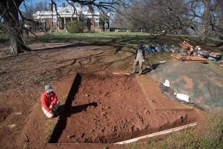 Initial excavations last month at Monticello revealed a layer of brick rubble.