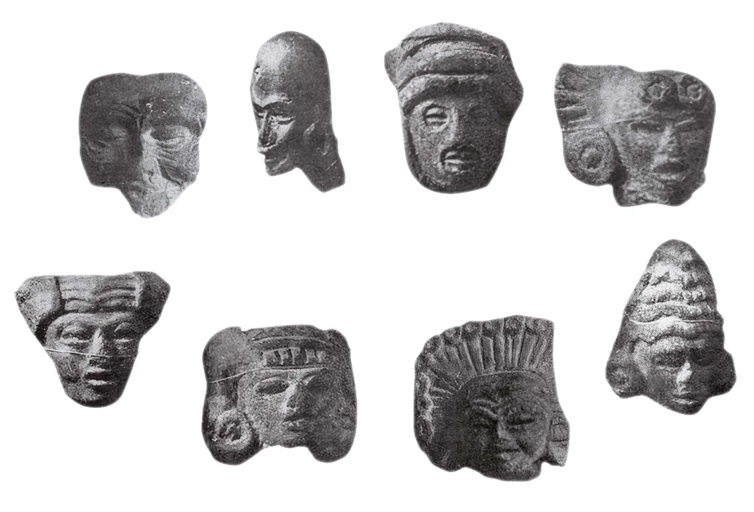 a variety of terracotta heads