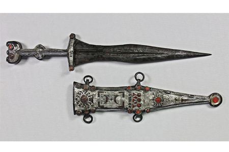 The restored dagger and sheath, following nine months of sandblasting and grinding