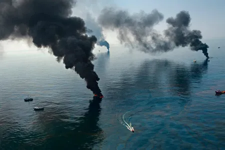 Surface oil burning during the cleanup of the Deepwater Horizon spill