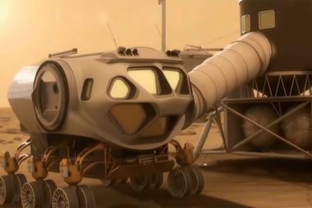 Possible future: Artist’s conception of a vehicle at the Mars surface station, sometime in the 2030s.