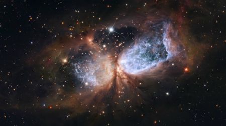 A composite image of S106, from the Hubble Space Telescope and Japan's Subaru Telescope