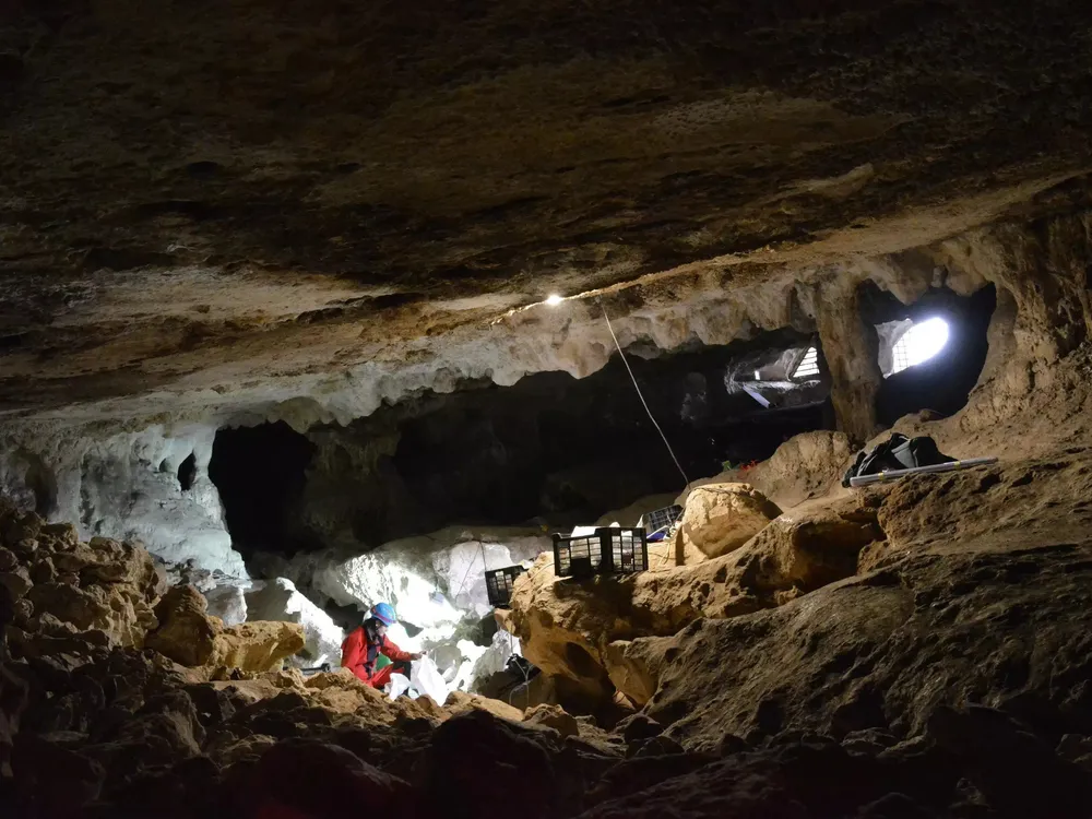 An archaeologist in a cave in southern Spain