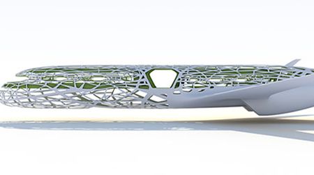 A 3D-printed model of Airbus’s future concept plane for 2050