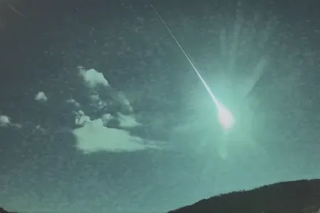 A bright green fireball is captured on camera over C&aacute;ceres, Spain, by the European Space Agancy. Officials say the object was a comet and likely broke up over the Atlantic Ocean.