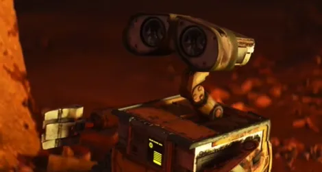 Screenshot of the robot WALL-E from the 2008 Disney/Pixar animated film