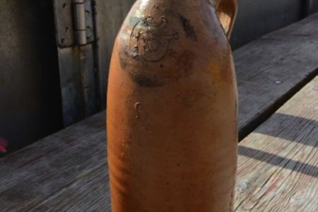 The bottle recovered from a shipwreck off the coast of Poland 
