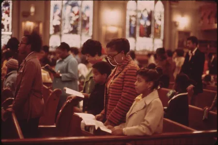 Worshippers at Holy Angel Catholic Church on Chicago’s South Side, in October, 1973.