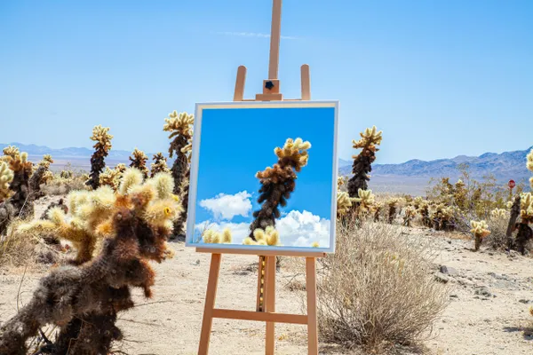 Cholla Cacti Garden In Joshua Tree Reflected and Seen thumbnail