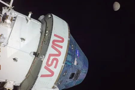 The Orion spacecraft during the fifth day of the Artemis 1 mission on Nov 20, 2022
