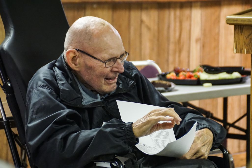 Father Reginald Foster celebrating his birthday in 2019