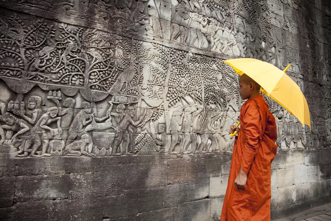 Monk at Bayon Temple, Angkor Wat