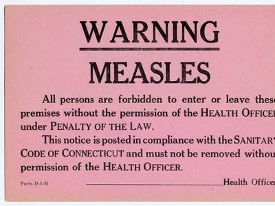 A quarantine sign used in Connecticut (NMAH)