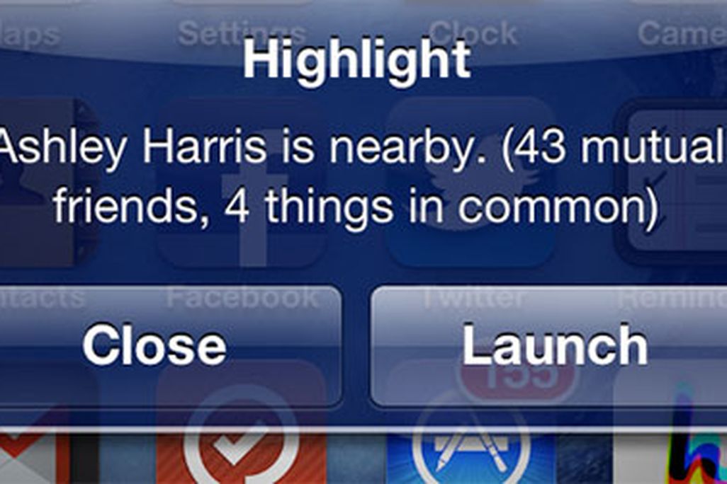 A screengrab of the Highlight app for the iPhone