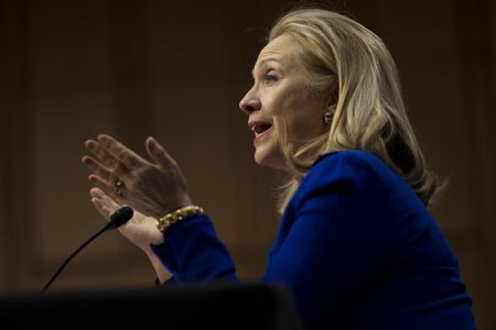 Former Secretary of State Hillary Clinton testifying before the Senate Foreign Relations Committee