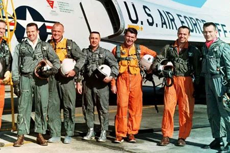 The Mercury Seven: (from left) Scott Carpenter, Gordon Cooper, John Glenn, Gus Grissom, Wally Schirra, Alan Shepard and Deke Slayton.