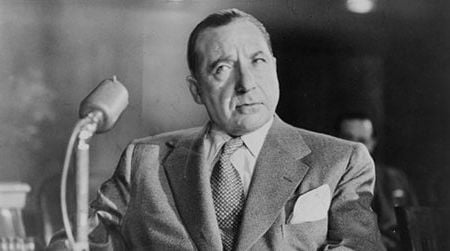 Frank Costello testifying before the Kefauver Committee in March 1951