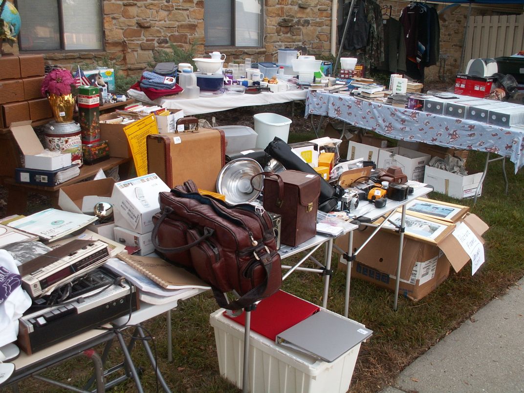 Hundreds of items were on display at a yard sale in an apartment