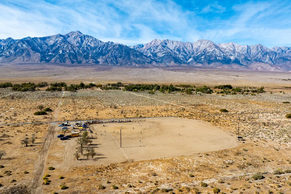 aerial of new baseball field at Manzanar National Historic Site