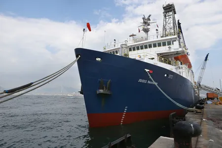 A picture taken in 2014 of the JOIDES Resolution, the ship used for the recent drilling expedition.&nbsp;
