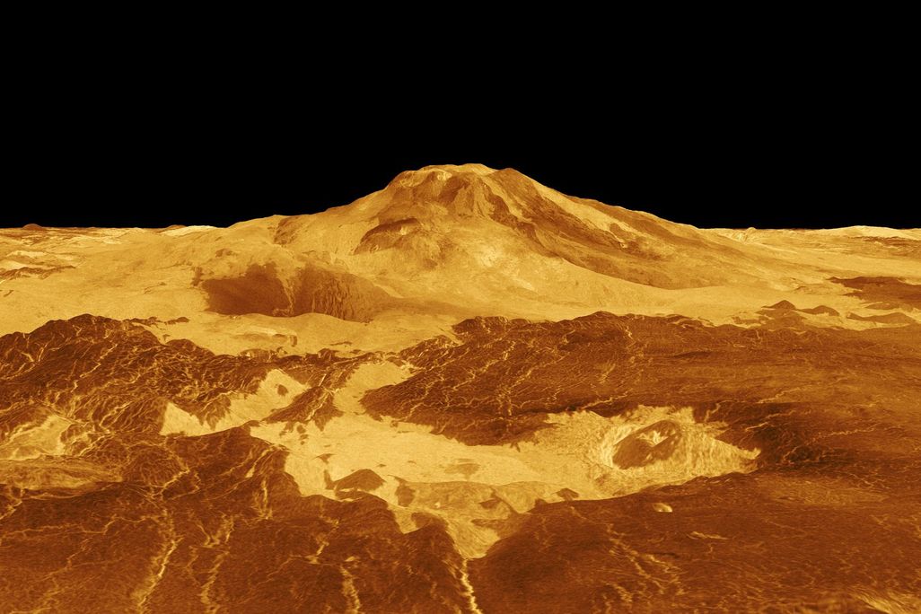 Computer-generated image of Maat Mons on Venus