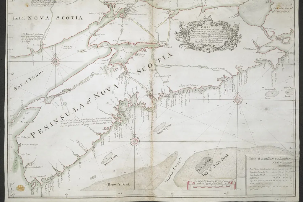 Map of Nova Scotia made in 1755 by provincial chief surveyor Charles Morris