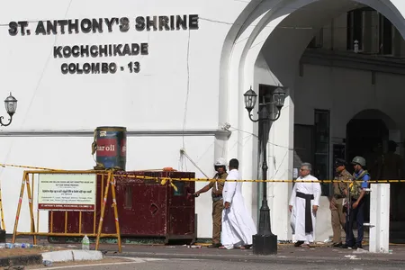 St. Anthony's Shrine photographed the day after multiple deadly explosions targeted churches and hotels across Sri Lanka.