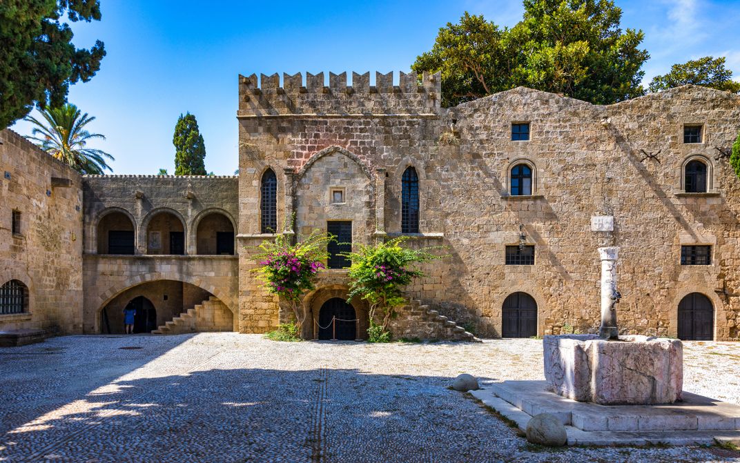Medieval square in Rhodes, Greece