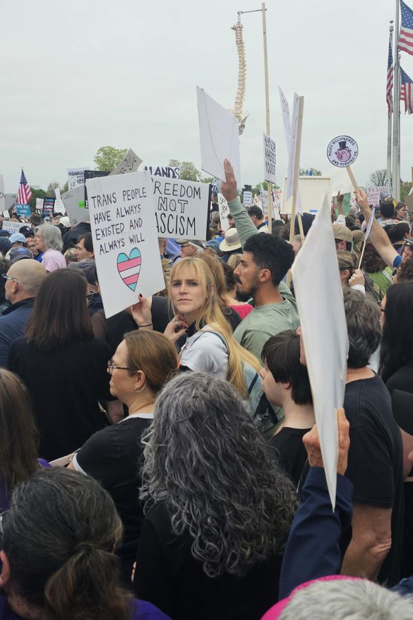 trans woman at No Kings Protest April 5 2025 thumbnail