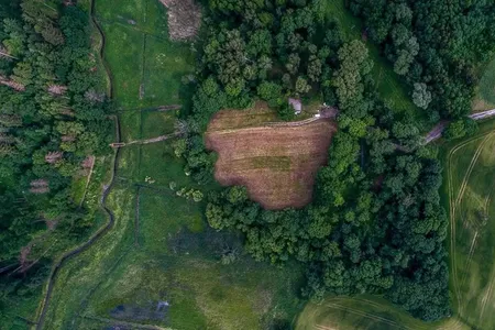 An aerial view of Poland's "Death Valley," where the Nazis carried out mass executions during World War II