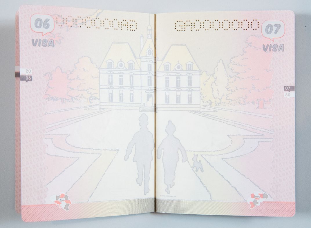 colorful cartoon image of couple on passport