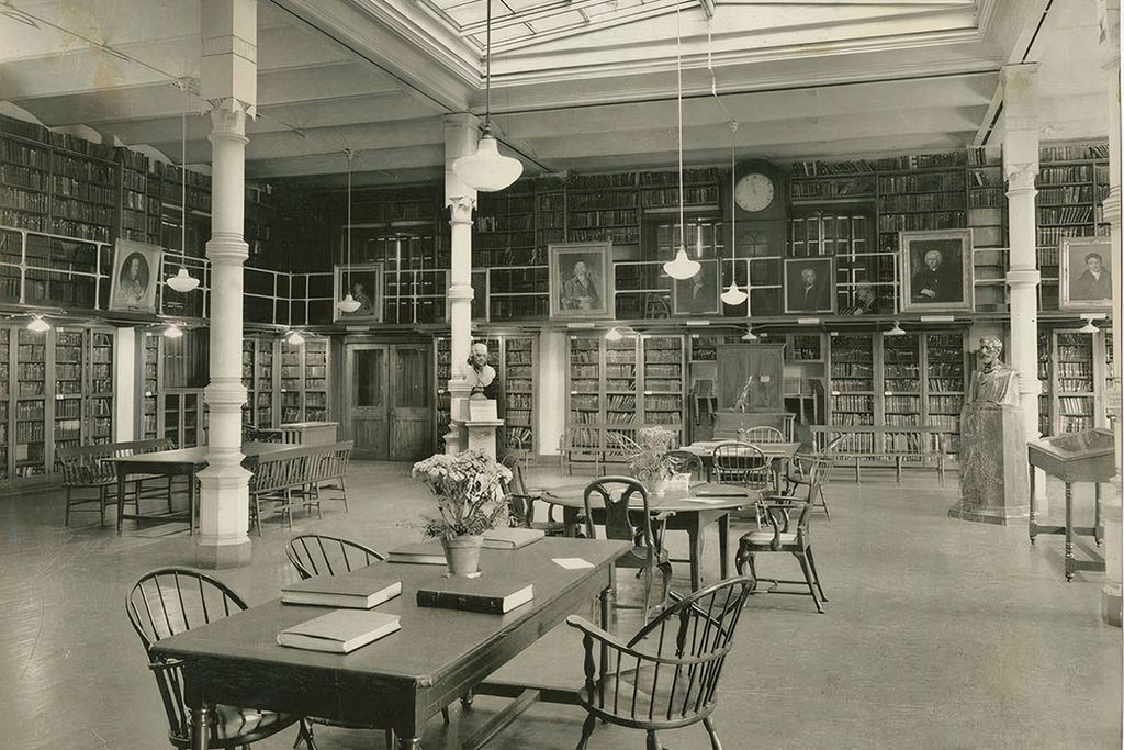 a reading room inside a library