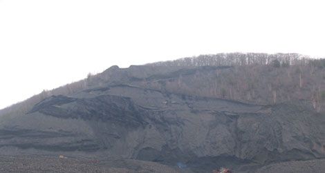Mahanoy Mountain shows the scars of strip mining.