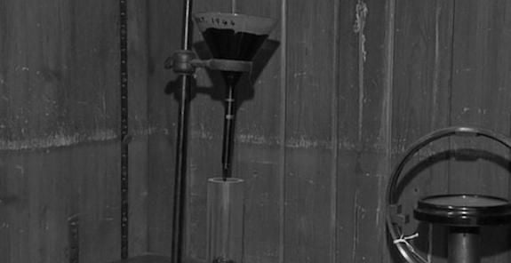 The Trinity University pitch drop setup