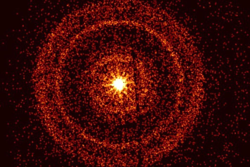 Bright rings formed by X-rays from a gamma-ray burst scattered by cosmic dust