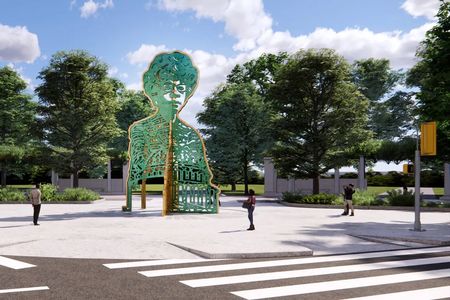 The monument, designed by artists Amanda Williams and&nbsp;Olalekan B. Jeyifous, will be placed at an entrance to Prospect Park.