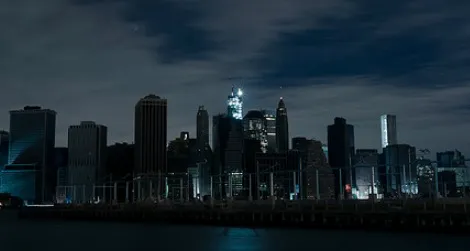 A dark Manhattan after Superstorm Sandy