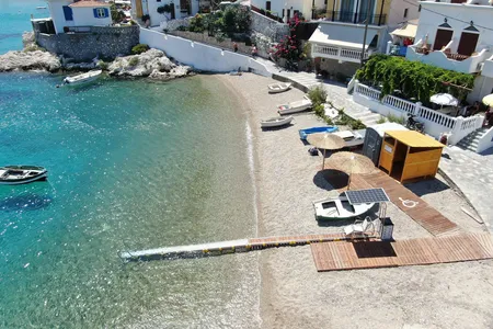 The Seatrac on a beach on the Greek island of Samos