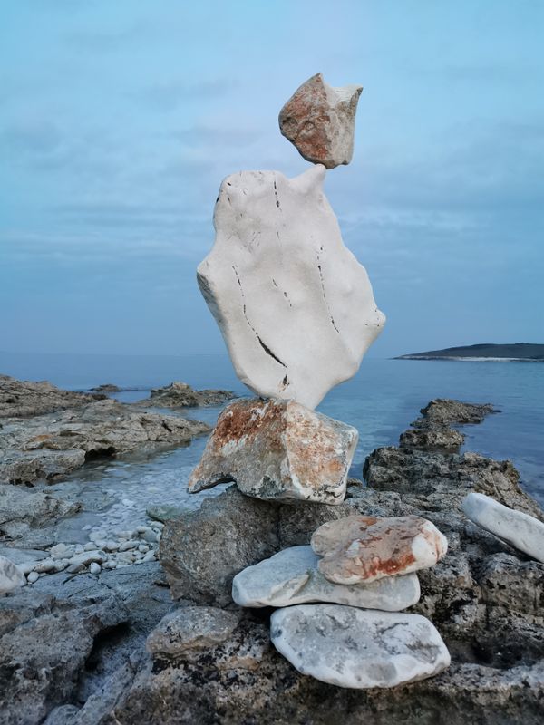 Crazy stones on beach Školjić on cloudy day thumbnail