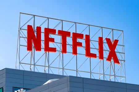 Signage at Netflix's campus in Hollywood, California
