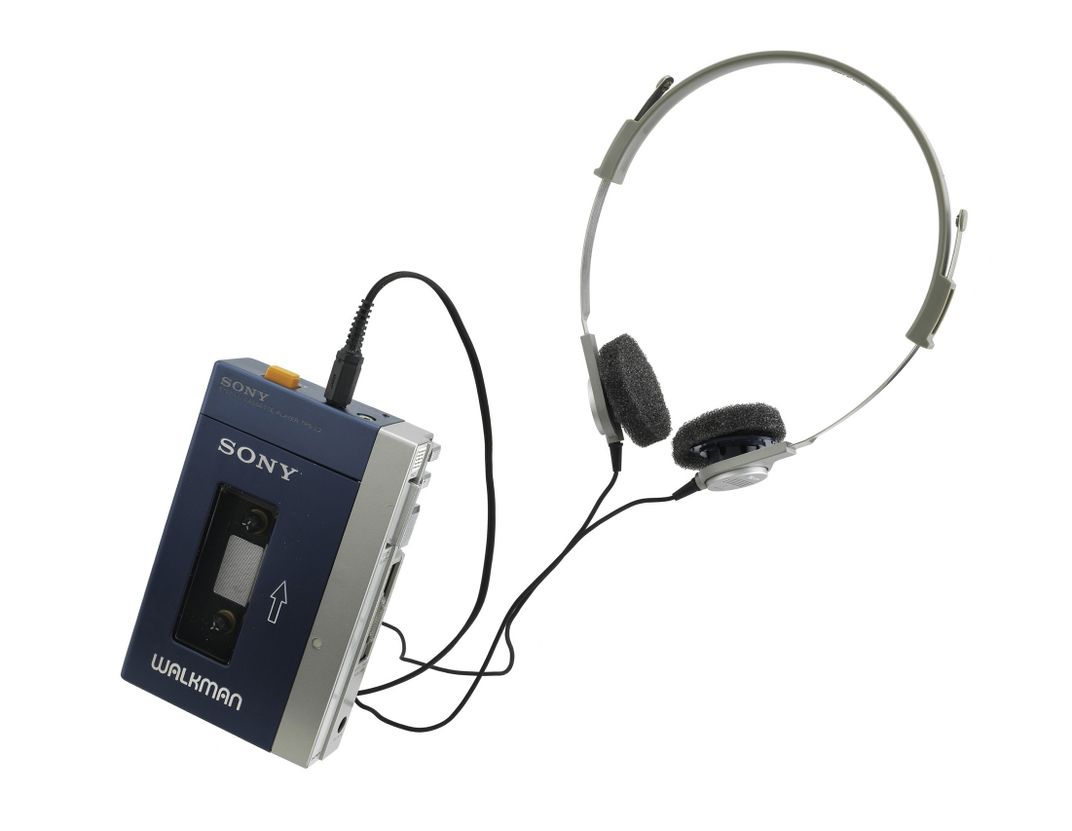 This Sony “Walkman” portable tape player dates from the early 1980s.