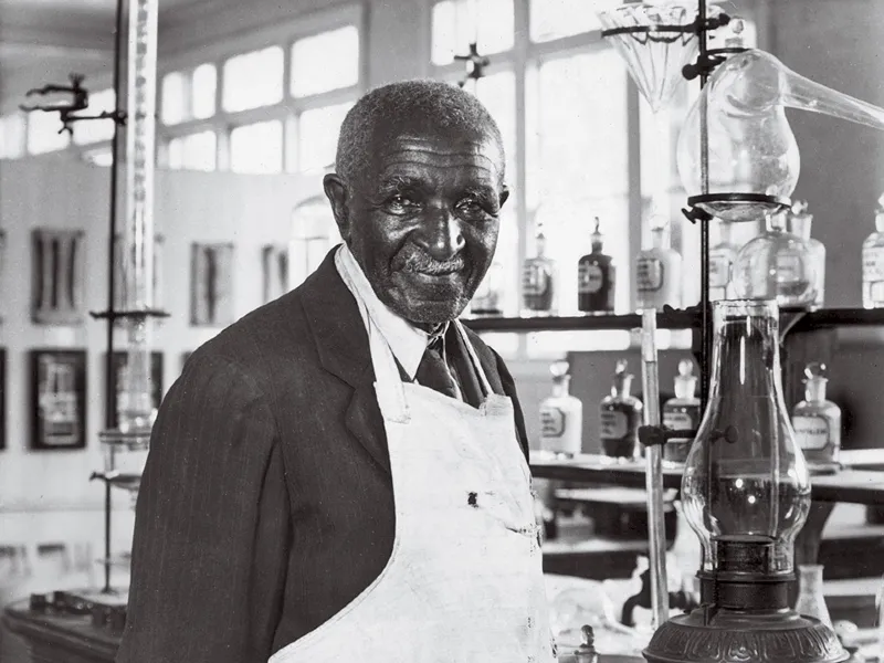 George Washington Carver in his laboratory. 