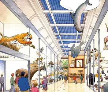 The hall combines natural history with state-of-the-art technology.