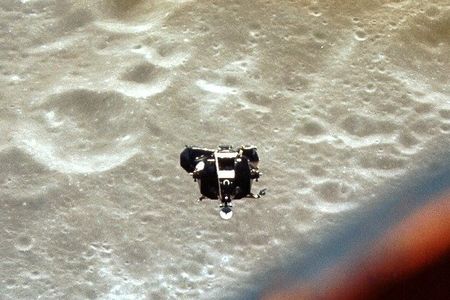 The Apollo 10 lunar module prepares for redocking.