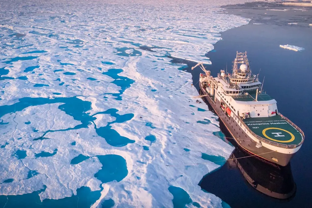 a research vessel near ice