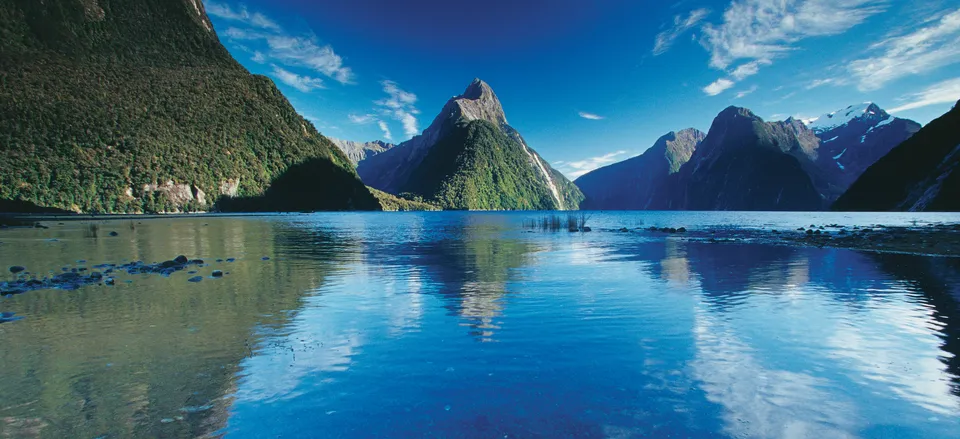  The dramatic Milford Sound with Mitre Peak in the center. Credit: Tourism New Zealand, Rob Suisted